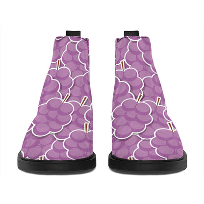 Cute Grape Pattern Print Flat Ankle Boots