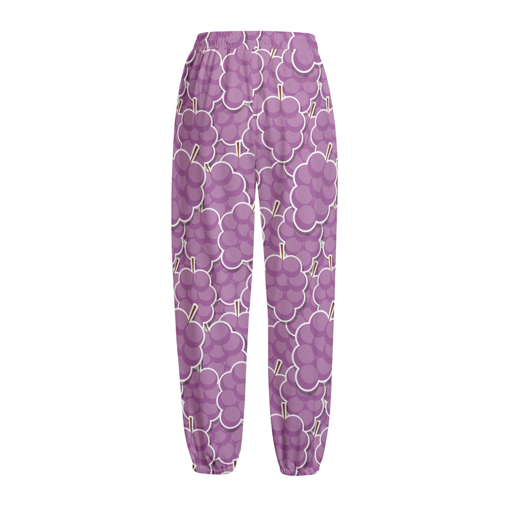 Cute Grape Pattern Print Fleece Lined Knit Pants
