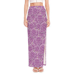 Cute Grape Pattern Print High Slit Maxi Skirt