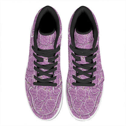 Cute Grape Pattern Print High Top Leather Sneakers