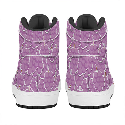 Cute Grape Pattern Print High Top Leather Sneakers