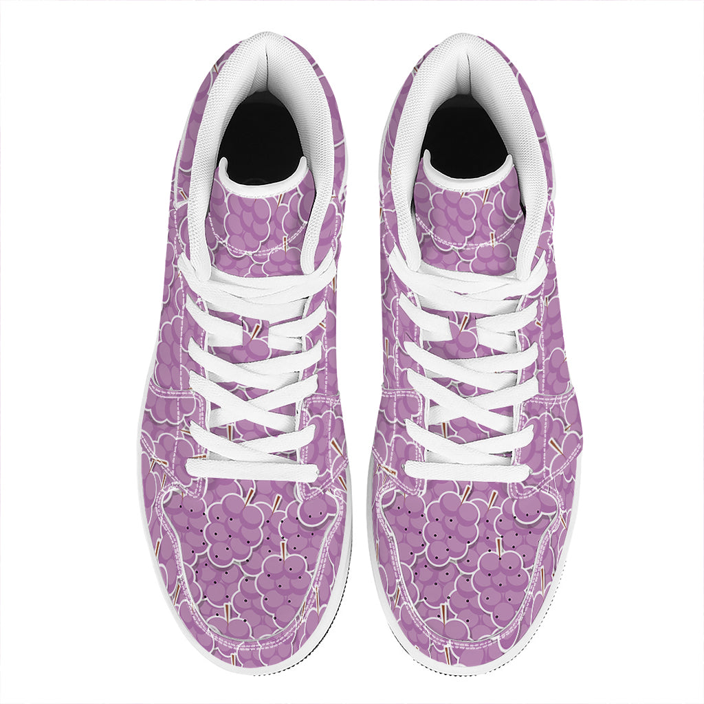Cute Grape Pattern Print High Top Leather Sneakers