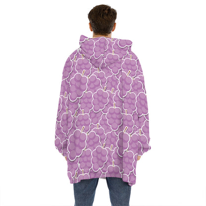 Cute Grape Pattern Print Hoodie Blanket