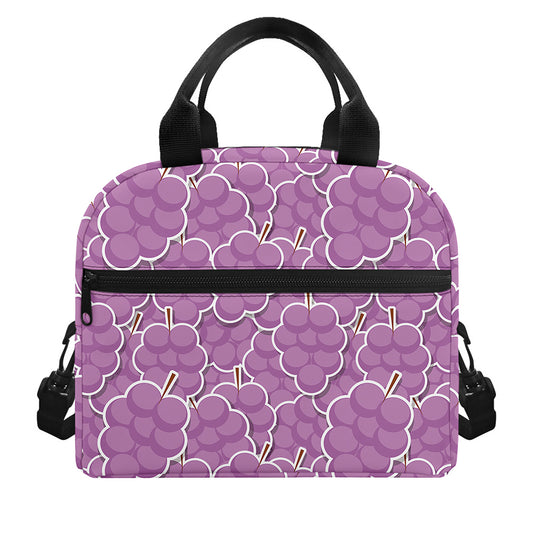 Cute Grape Pattern Print Insulated Lunch Bag