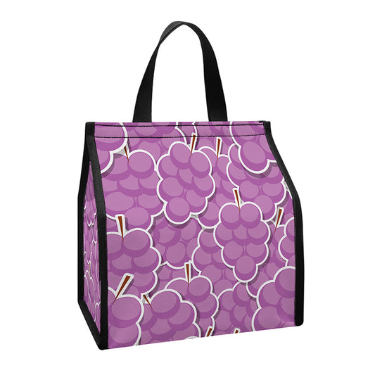 Cute Grape Pattern Print Insulated Lunch Tote