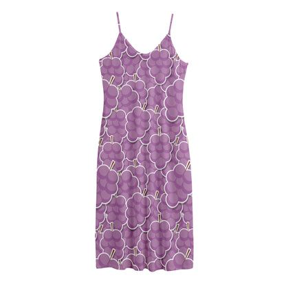 Cute Grape Pattern Print Jersey Midi Cami Dress