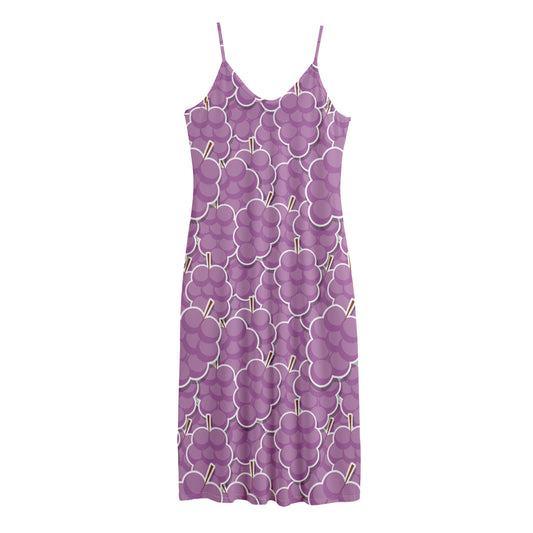 Cute Grape Pattern Print Jersey Midi Cami Dress