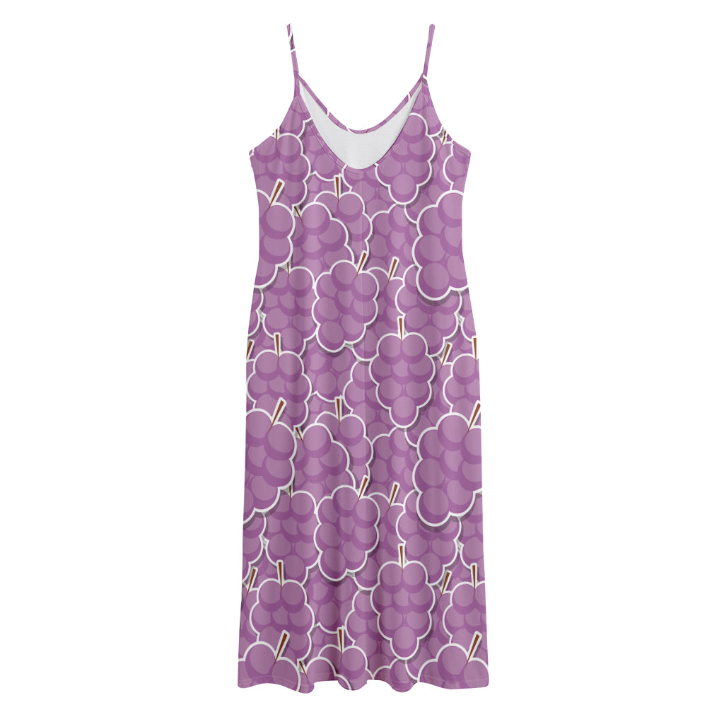 Cute Grape Pattern Print Jersey Midi Cami Dress