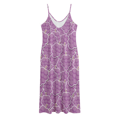 Cute Grape Pattern Print Jersey Midi Cami Dress