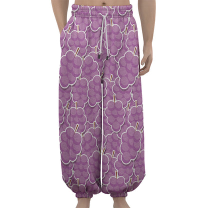 Cute Grape Pattern Print Lantern Pants