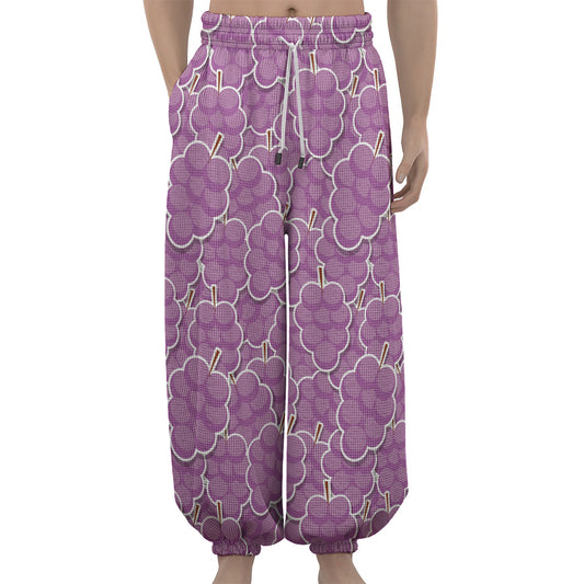 Cute Grape Pattern Print Lantern Pants