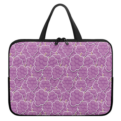 Cute Grape Pattern Print Laptop Sleeve With Handle