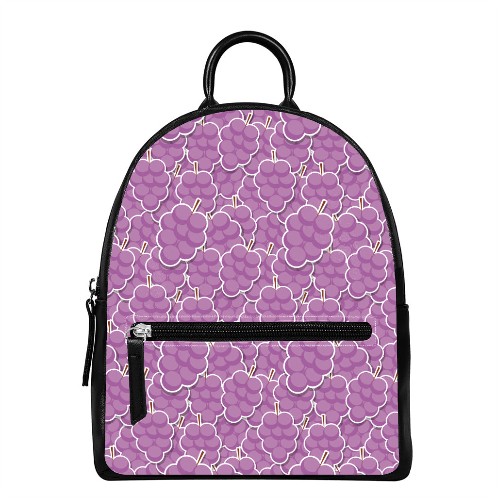 Cute Grape Pattern Print Leather Backpack