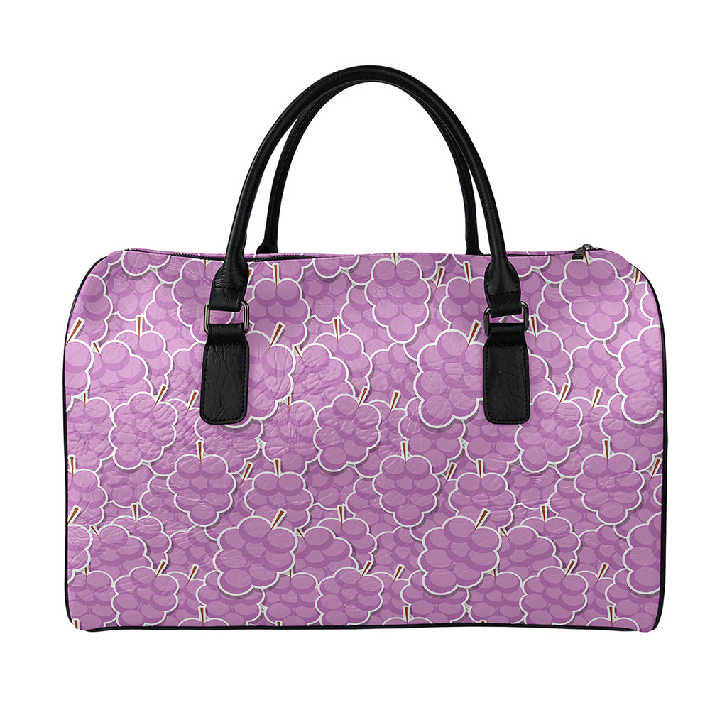 Cute Grape Pattern Print Leather Duffle Bag