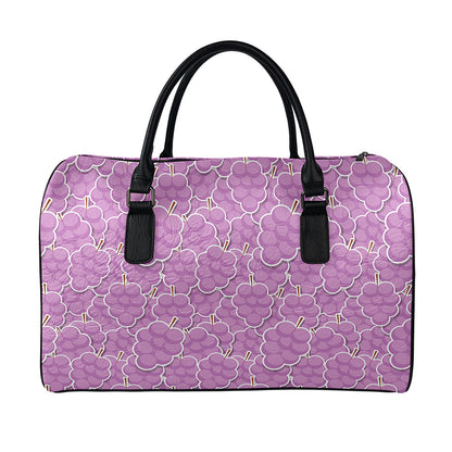 Cute Grape Pattern Print Leather Duffle Bag