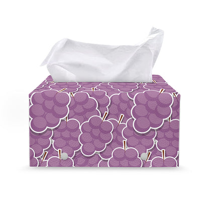 Cute Grape Pattern Print Leather Tissue Box Cover