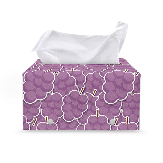 Cute Grape Pattern Print Leather Tissue Box Cover