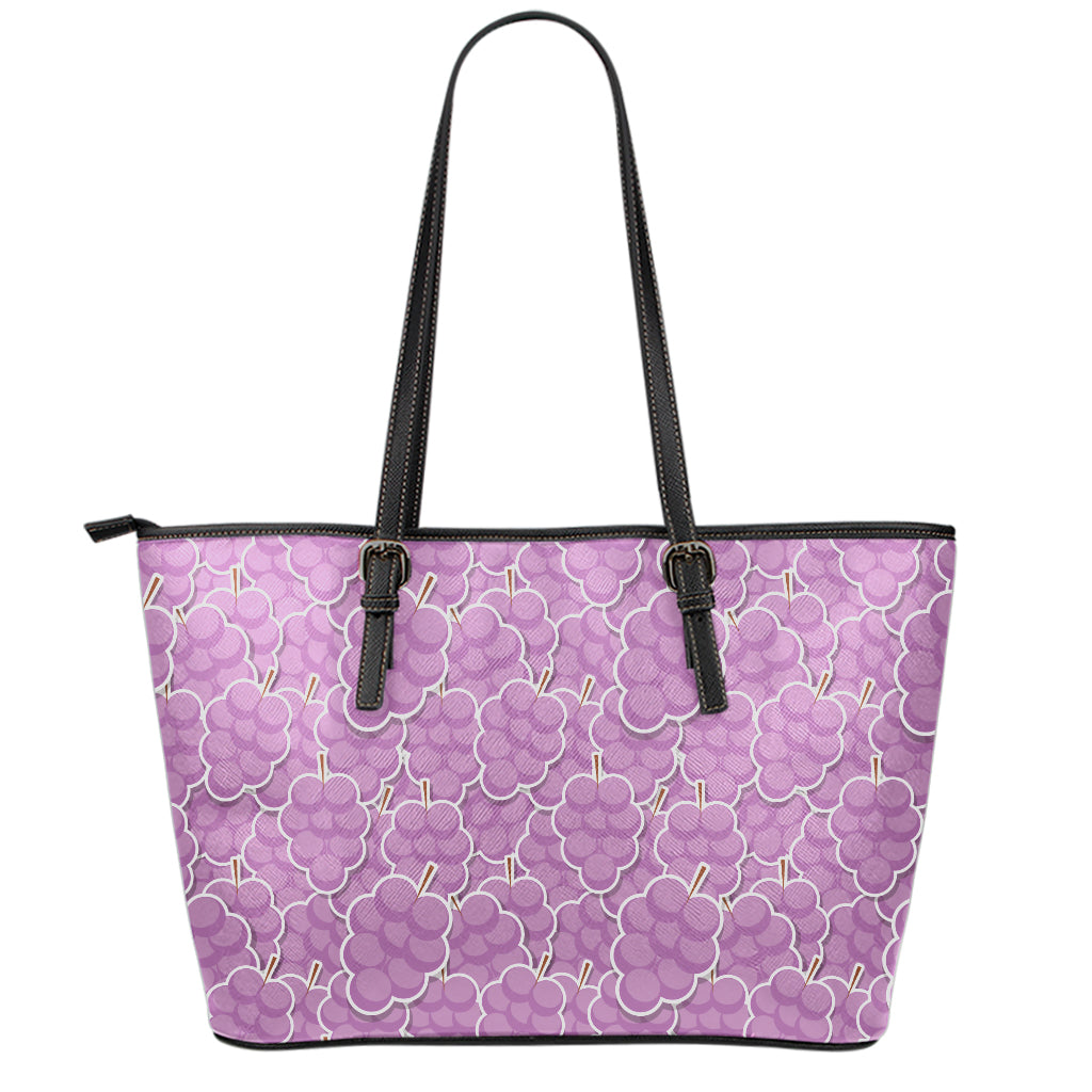 Cute Grape Pattern Print Leather Tote Bag