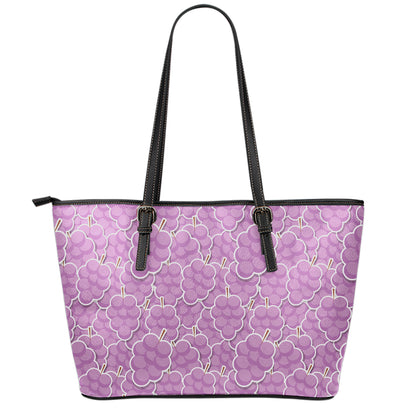 Cute Grape Pattern Print Leather Tote Bag
