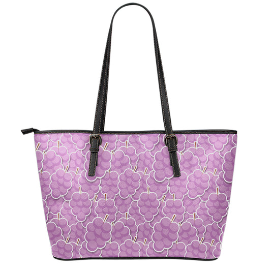 Cute Grape Pattern Print Leather Tote Bag