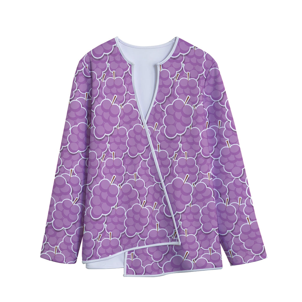 Cute Grape Pattern Print Long Sleeve Short Coat