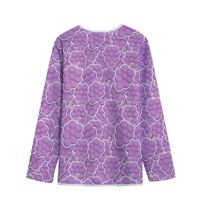 Cute Grape Pattern Print Long Sleeve Short Coat