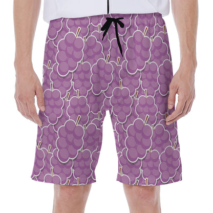 Cute Grape Pattern Print Men's Beach Shorts