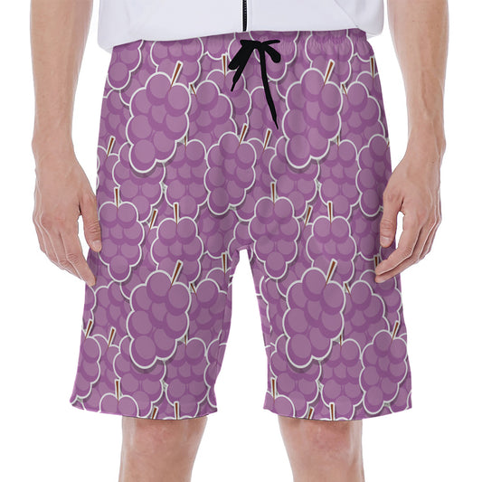 Cute Grape Pattern Print Men's Beach Shorts