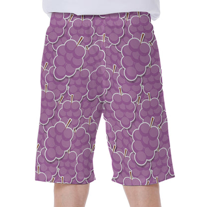 Cute Grape Pattern Print Men's Beach Shorts