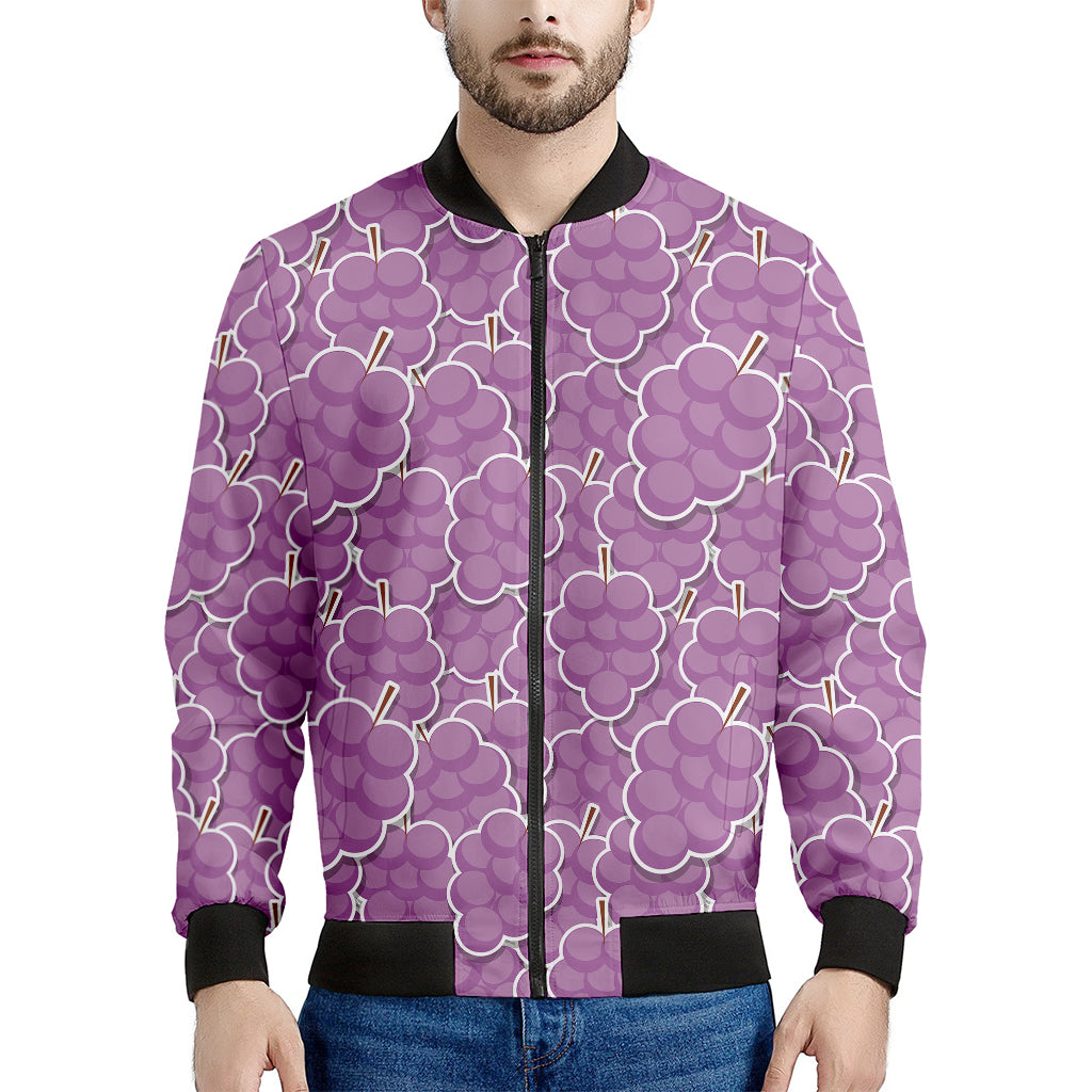 Cute Grape Pattern Print Men's Bomber Jacket