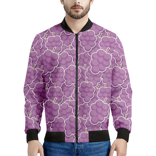 Cute Grape Pattern Print Men's Bomber Jacket