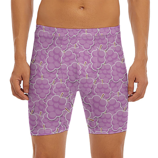 Cute Grape Pattern Print Men's Long Boxer Briefs