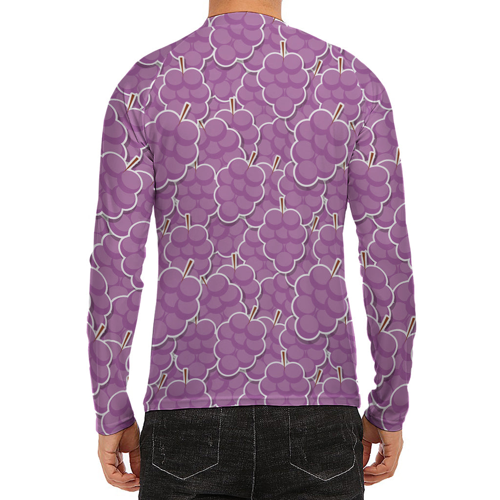 Cute Grape Pattern Print Men's Long Sleeve Rash Guard