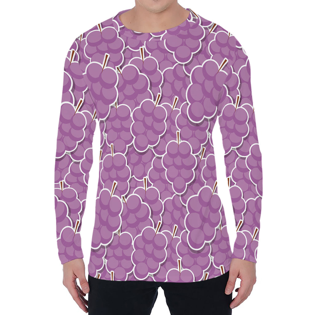 Cute Grape Pattern Print Men's Long Sleeve T-Shirt