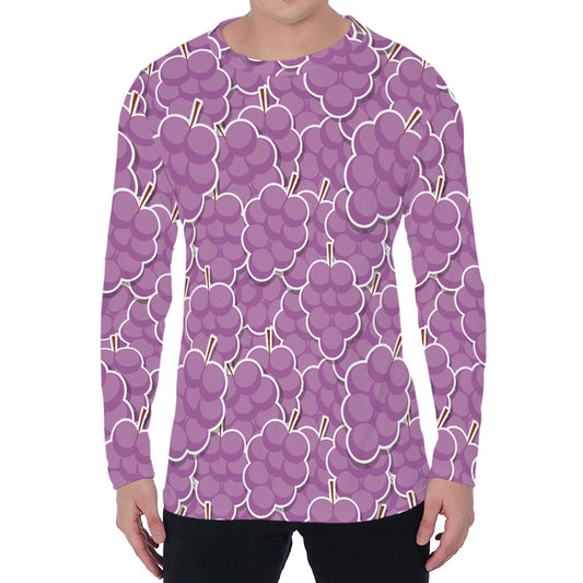 Cute Grape Pattern Print Men's Long Sleeve T-Shirt