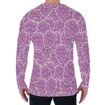 Cute Grape Pattern Print Men's Long Sleeve T-Shirt