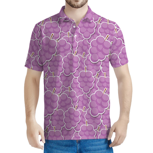 Cute Grape Pattern Print Men's Polo Shirt
