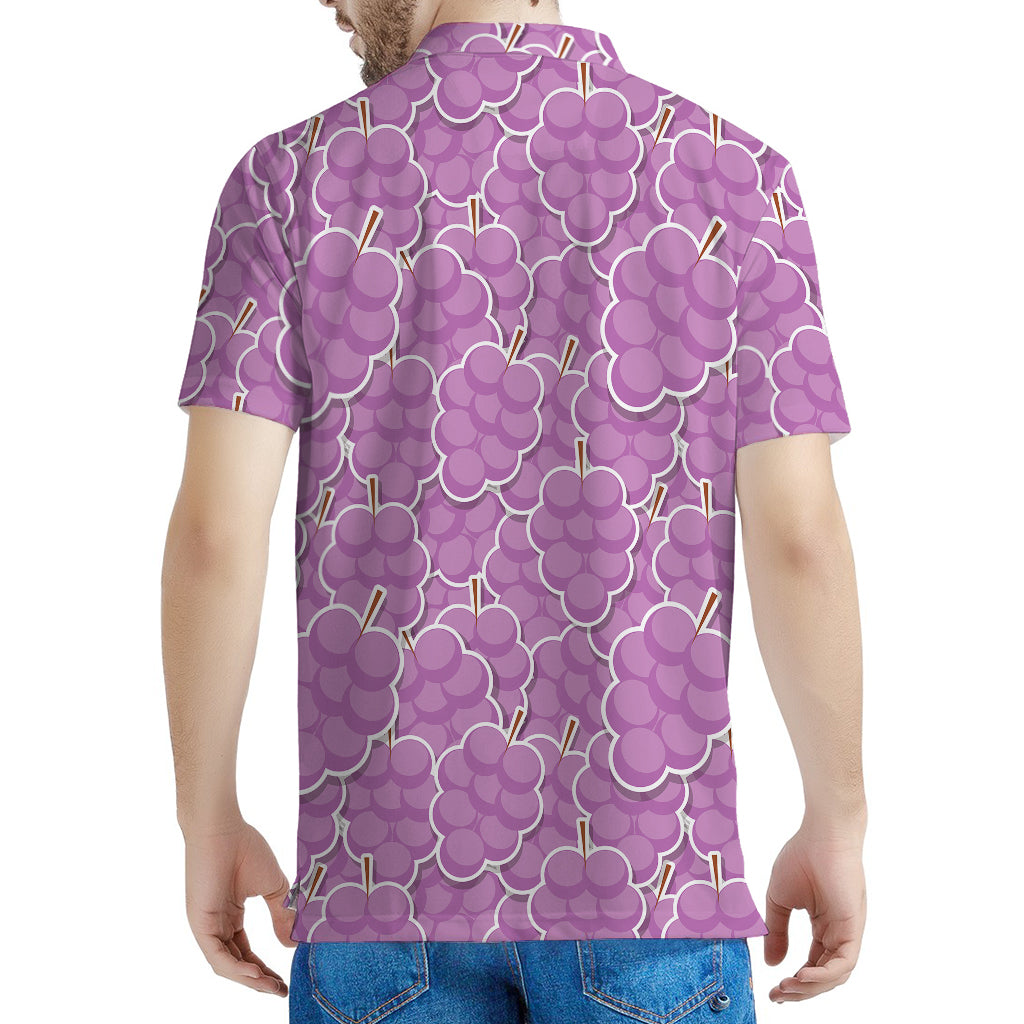 Cute Grape Pattern Print Men's Polo Shirt