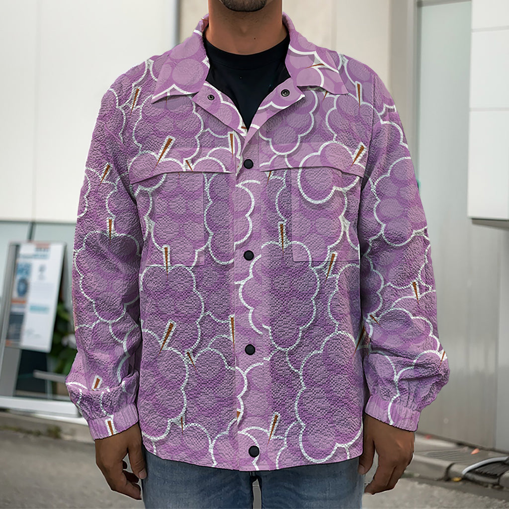 Cute Grape Pattern Print Men's Shirt Jacket