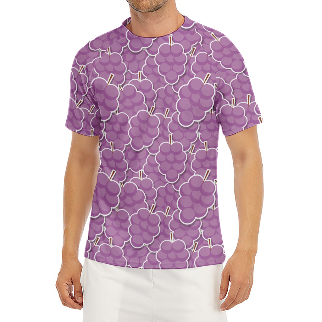 Cute Grape Pattern Print Men's Short Sleeve Rash Guard