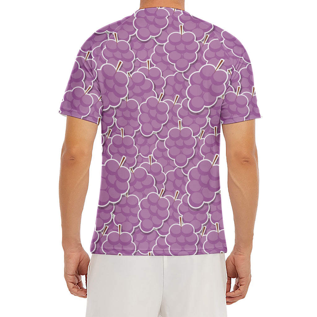 Cute Grape Pattern Print Men's Short Sleeve Rash Guard