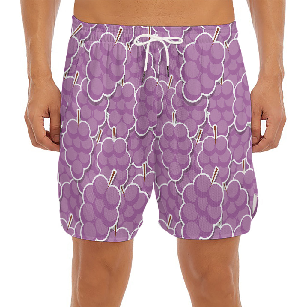 Cute Grape Pattern Print Men's Split Running Shorts