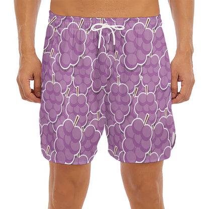 Cute Grape Pattern Print Men's Split Running Shorts