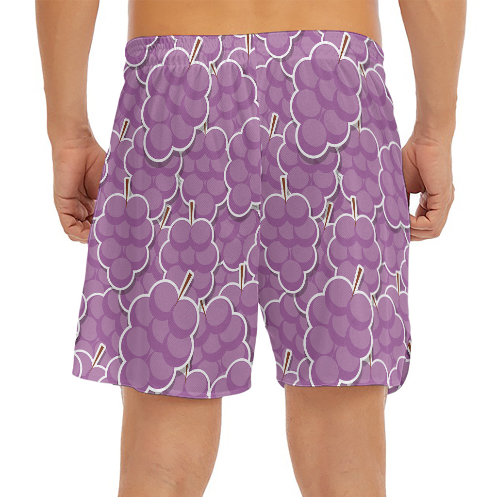 Cute Grape Pattern Print Men's Split Running Shorts