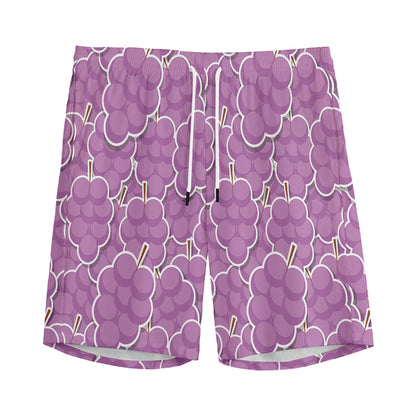 Cute Grape Pattern Print Men's Sports Shorts
