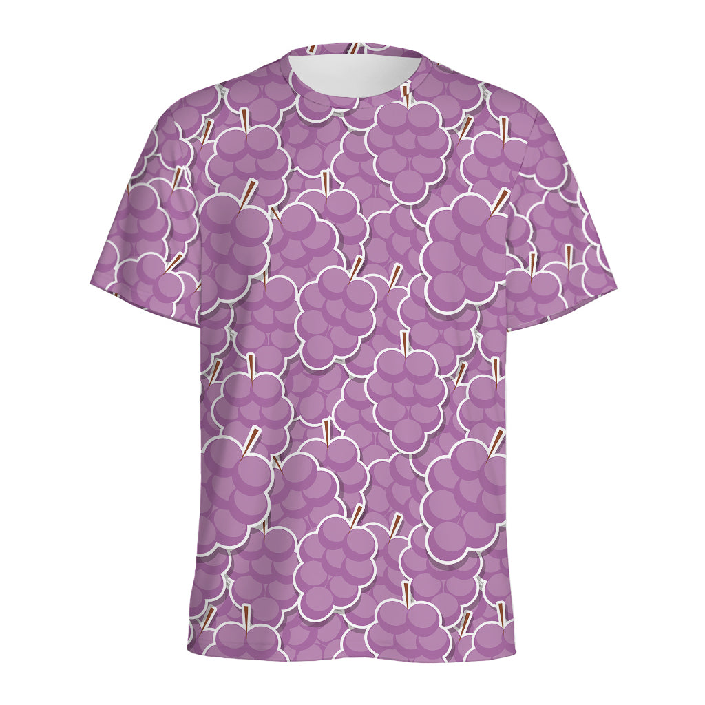 Cute Grape Pattern Print Men's Sports T-Shirt