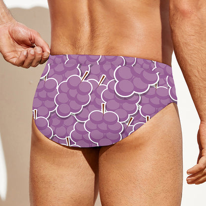 Cute Grape Pattern Print Men's Swim Briefs