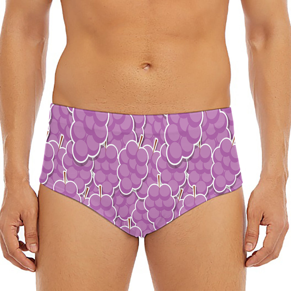 Cute Grape Pattern Print Men's Triangle Swim Briefs
