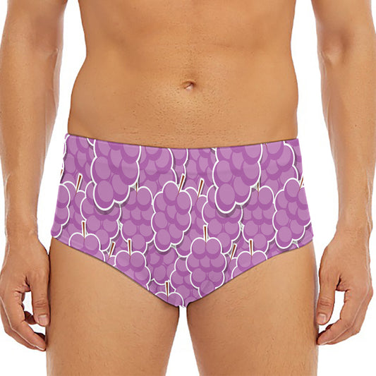 Cute Grape Pattern Print Men's Triangle Swim Briefs