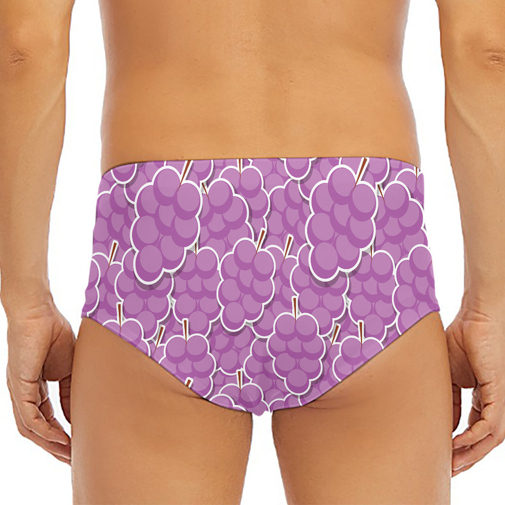 Cute Grape Pattern Print Men's Triangle Swim Briefs